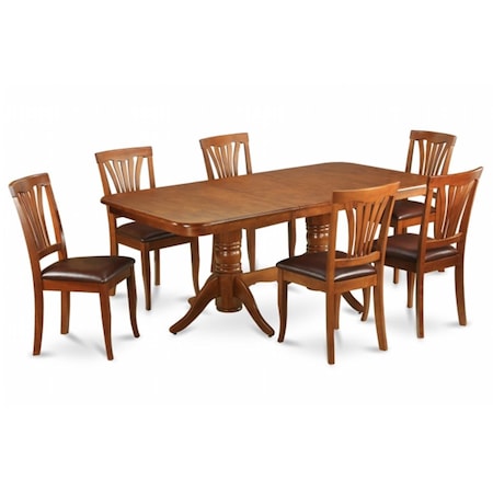 East West Furniture 9pc Napoleon Double Pedestal Table and 8 Avon Faux Leather Seat Chairs NAAV9-SBR-LC
